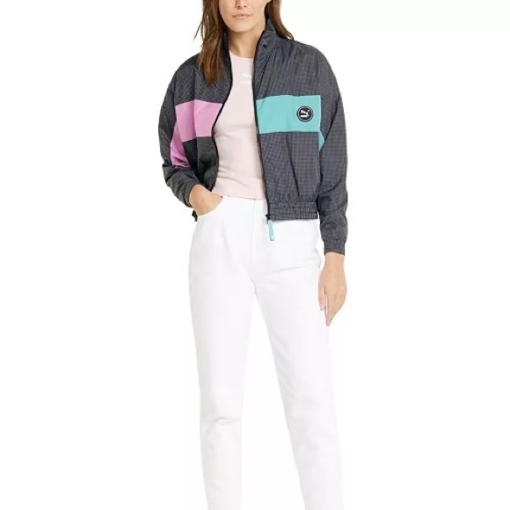 Puma Women's Track Jacket in Black/White/Blue/Pink Multi Size XS - Picture 2 of 12